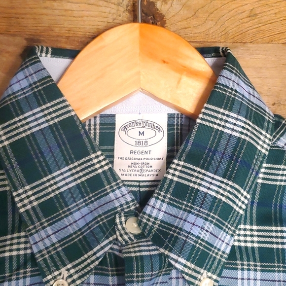 Brooks Brothers green plaid Regent button down shirt - Picture 3 of 3